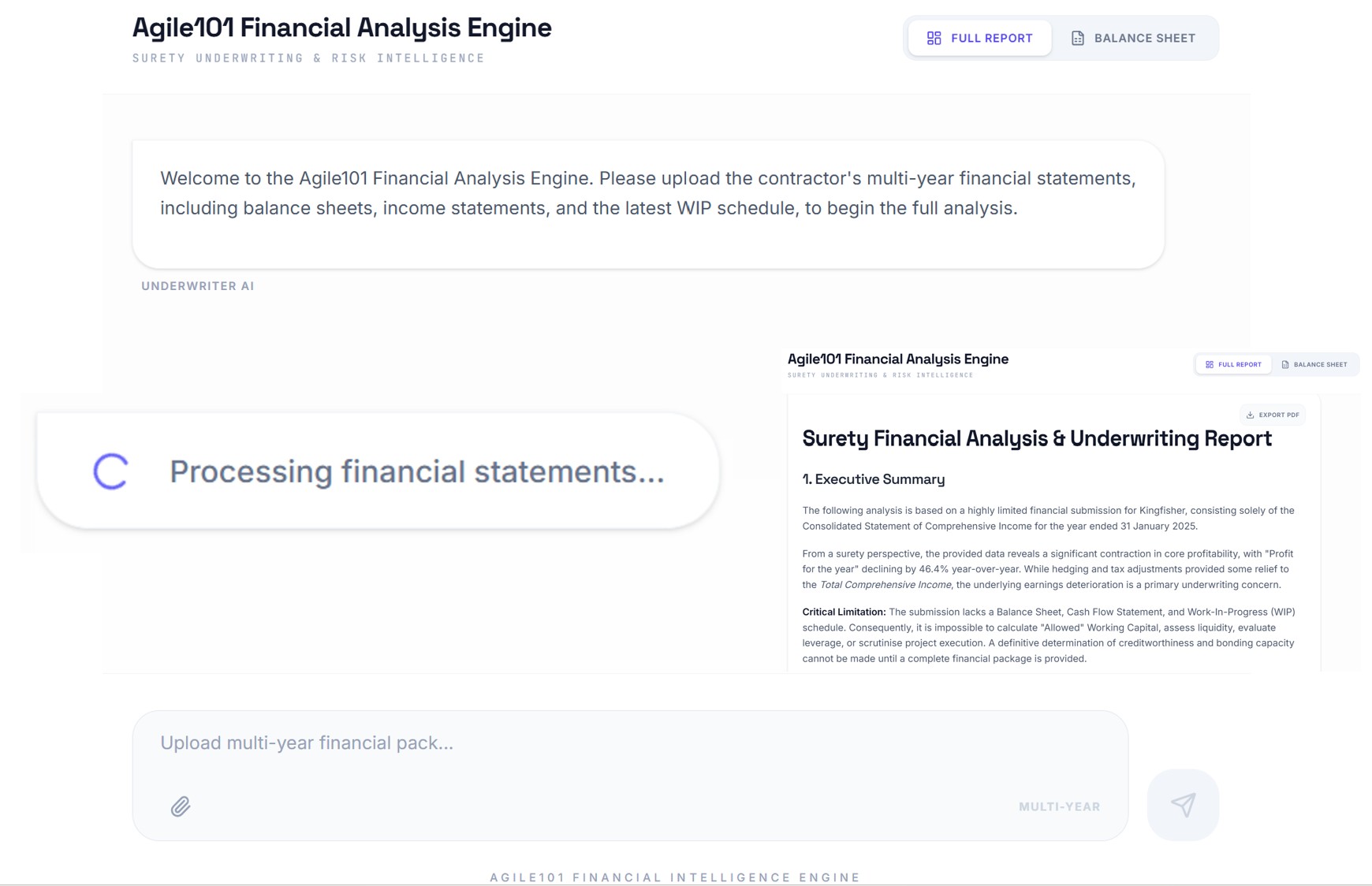 Agile101 Financial Intelligence Engine - Reporting Dashboard